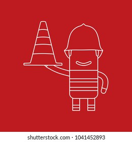 Firefighter holding a work cone, vector illustration design. Firefighting collection.