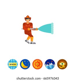 Firefighter with hose icon