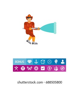 Firefighter with hose icon
