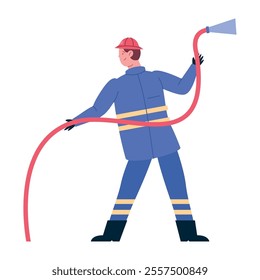 firefighter with hose isolated design