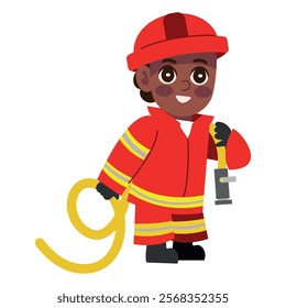 firefighter with hose isolated design