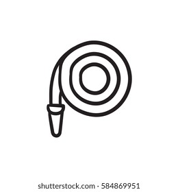 Icono de esbozo vectorial de la manguera de bomberos aislado en el fondo. Icono de manguera del bombero dibujado a mano. Icono de esbozo de la manguera de bomberos para infografía, sitio web o aplicación.