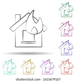 Firefighter, house in multi color style icon. Simple thin line, outline vector of firefighter icons for ui and ux, website or mobile application