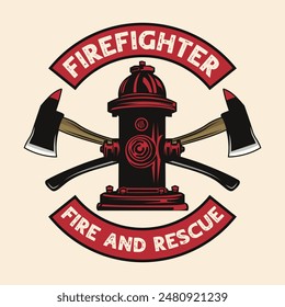 Firefighter hydrant extinguisher fireman axe vintage logo