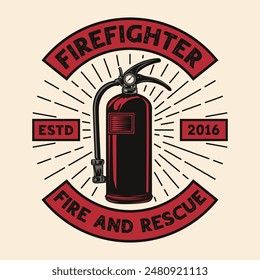 Firefighter hydrant extinguisher fireman vintage logo