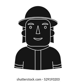 Firefighter icon in black style isolated on white background. People of different profession symbol stock vector illustration.