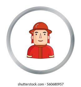 Firefighter icon in cartoon style isolated on white background. People of different profession symbol stock vector illustration.