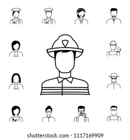 firefighter icon. Detailed set of Proffecions icons. Premium quality graphic design sign. One of the collection icons for websites, web design, mobile app