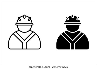 Ícone do bombeiro. Sinal de emergência. Símbolo de proteção contra incêndios e de segurança. Bombeiro com capacete. Ilustração da resposta a desastres e coragem.