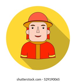 Firefighter icon in flat style isolated on white background. People of different profession symbol stock vector illustration.