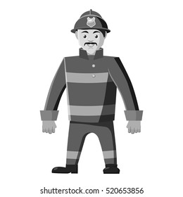 Firefighter icon. Gray monochrome illustration of firefighter vector icon for web