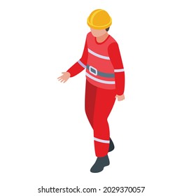 Firefighter icon isometric vector. Rescue people. Emergency fighter