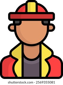 Firefighter Icon Lineal Color Vector Illustration