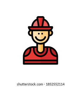 Firefighter Icon Logo Illustration Vector Isolated. Avatar, Character, and Profession Icon-Set. Suitable for Web Design, Logo, App, and UI. Editable Stroke and Pixel Perfect. EPS 10.