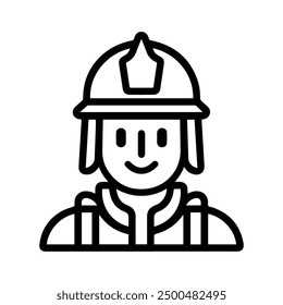 Firefighter icon or modern line symbol. Vector line art and icon design with bold outline. Black and white Pixel Perfect minimalistic symbol isolated white background. Silhouette simple thin sign