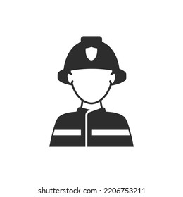 firefighter icon. Monochrome black and white symbol