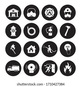 Firefighter icon set, Fire department sign or symbol, vector