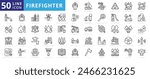 Firefighter icon set with first responder, rescue, hazardous, threaten life, emergency, department and emergency service.
