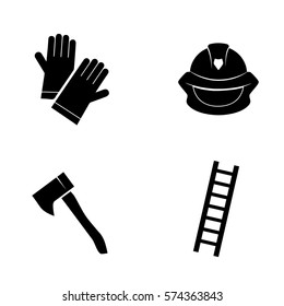 Firefighter icon set on white background. Vector art.