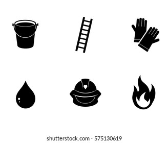 The firefighter icon set on white background. Vector art.