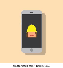 Firefighter icon in a smartphone, vector illustration design. Firefighting collection.