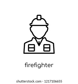 Firefighter icon. Trendy modern flat linear vector Firefighter icon on white background from thin line Professions collection, editable outline stroke vector illustration