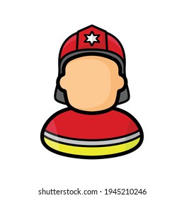 Firefighter icon vector isolated on white background. Simple person designed illustration.