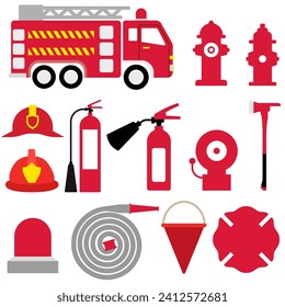 Firefighter icon vector set. Fire illustration sign. Fire brigade symbol ot logo.