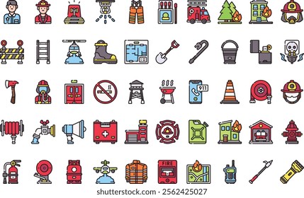 Firefighter icons High-Quality Vector Icons Collection with Editable Stroke. Ideal for Professional and Creative Projects.