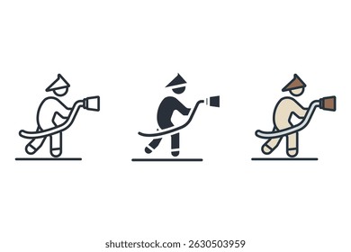 firefighter icons isolated on White Background. Flat style design