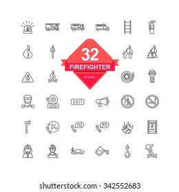 Firefighter Icons ( Line Icons )