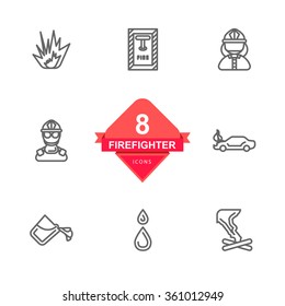 Firefighter Icons ( Line Icons )