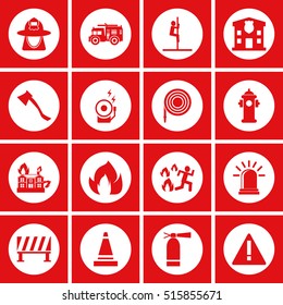 firefighter icons, mono vector symbols