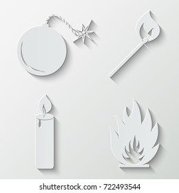 Firefighter icons - paper  set