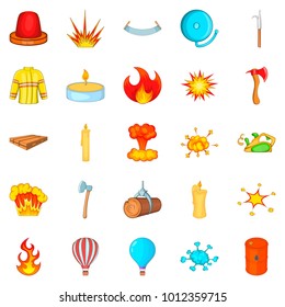Firefighter icons set. Cartoon set of 25 firefighter vector icons for web isolated on white background