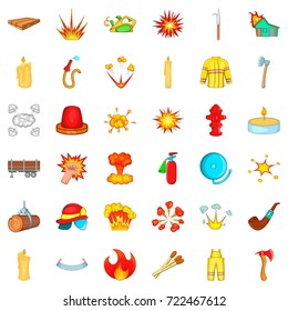 Firefighter icons set. Cartoon style of 36 firefighter vector icons for web isolated on white background