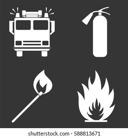 Firefighter icons set isolated on  gray