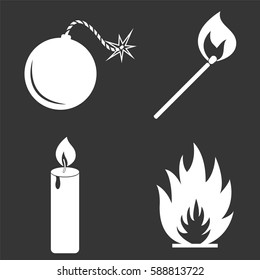 Firefighter icons set isolated on  gray