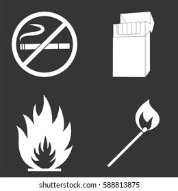 Firefighter icons set isolated on  gray
