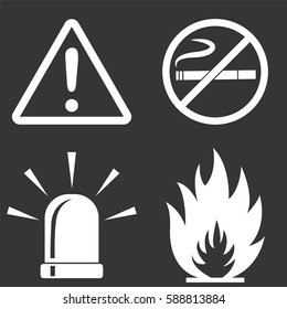 Firefighter icons set isolated on  gray