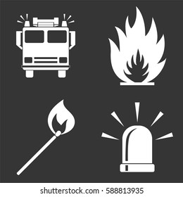 Firefighter icons set isolated on  gray