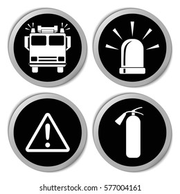 Firefighter icons - vector stickers  set