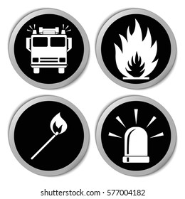 Firefighter icons - vector stickers  set