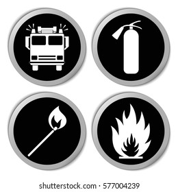 Firefighter icons - vector stickers  set