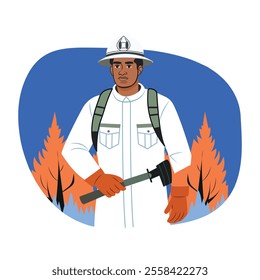 Firefighter illustration in a flat style
