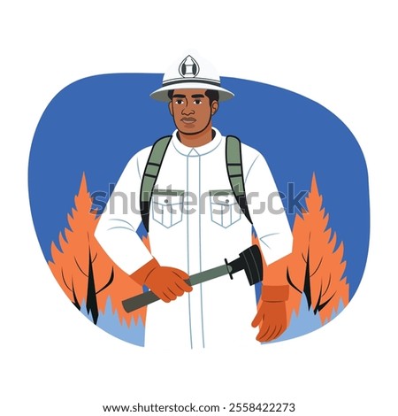 Firefighter illustration in a flat style
