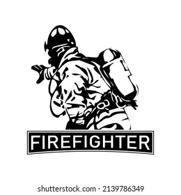 firefighter illustration sketch design icon logo vector
