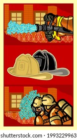 Firefighter image vector bundle. Make your design projects more catching to your audience. You can use it for logo, illustration, flyer, brochure, banner  and other purposes