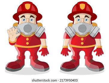 Firefighter. Isolated on white background. Vector illustration.