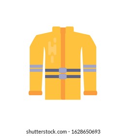 Firefighter jacket design, Emergency rescue save department 911 danger help safety and aid theme Vector illustration